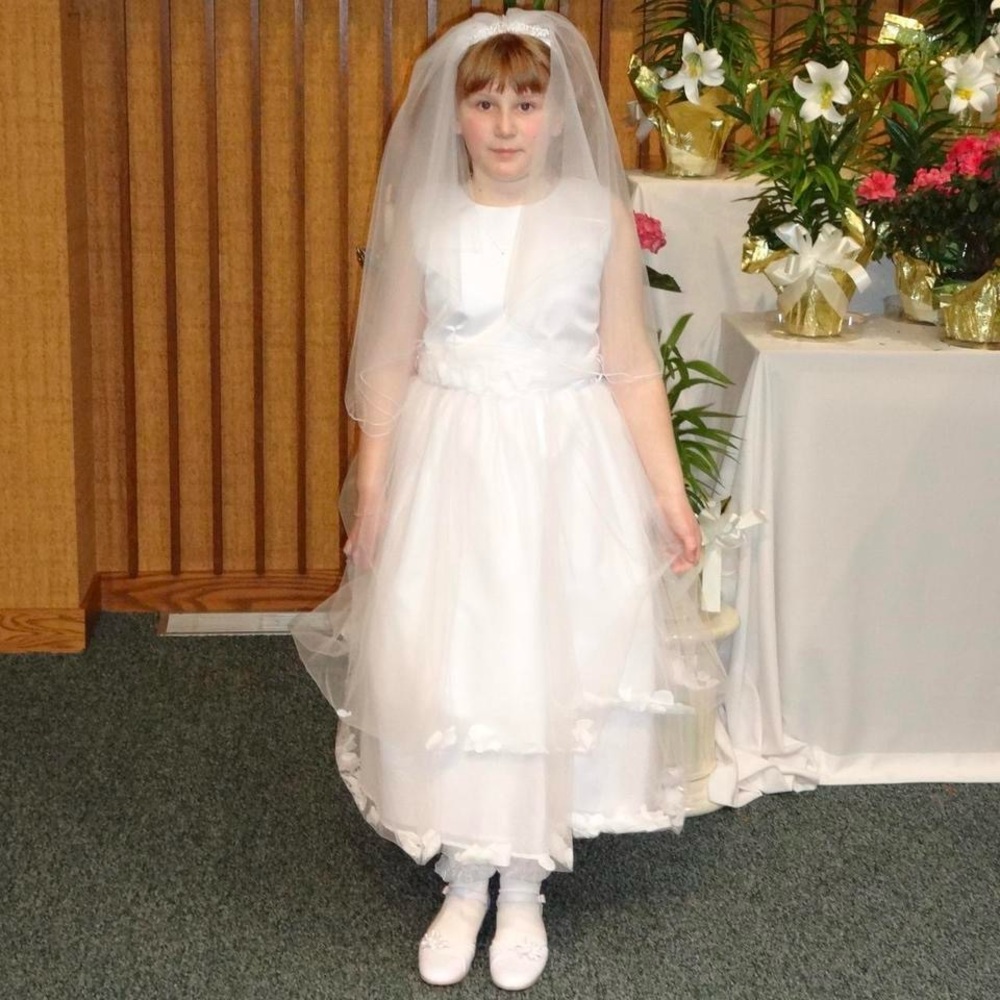 White Communion Dress with Veil